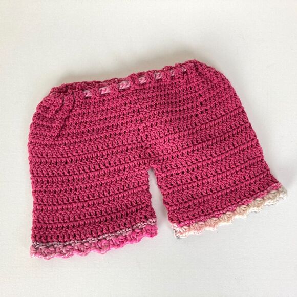 Pink Baby 2 Pc Set Crochet Sweater Top and Drawstring Pants Handmade New Soft - Picture 5 of 5